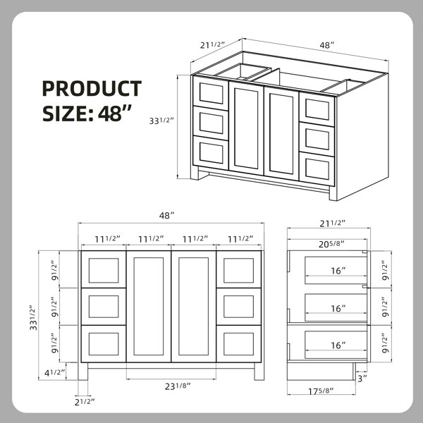 GETPRO Bathroom Vanity Base 48'' Single Bathroom Vanity Base Only Wayfair
